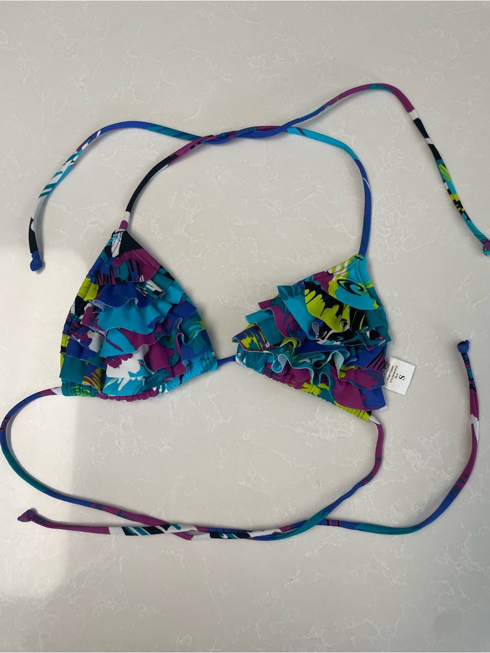 Y2k Colorful Ruffle Adjustable Bikini Top